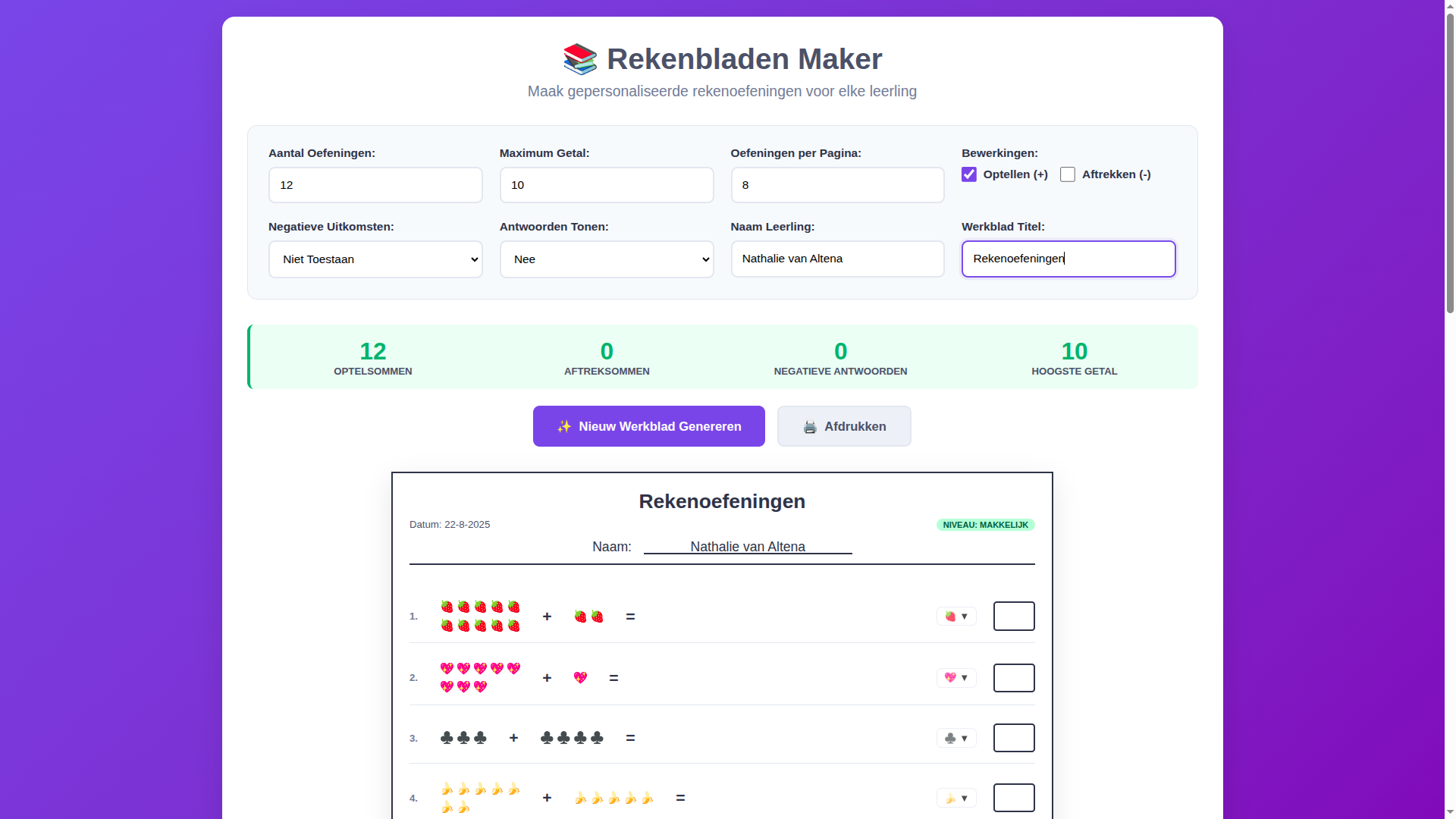 Rekenbladen Generator